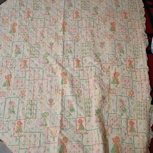 Vintage Holly Hobbie Cotton Quilt EUC